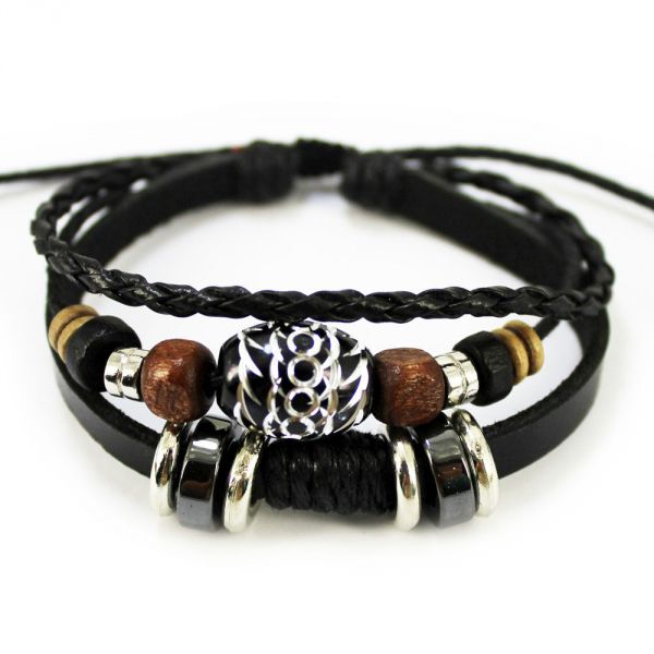 Pulseira Masculina Couro [PB0006]